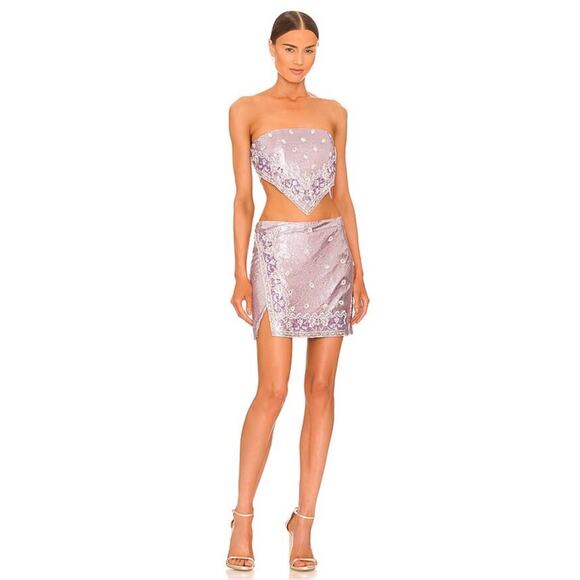 Retrofete Malta Chainmail Crystal Embellished Purple Mini Skirt Sz XS - Picture 2 of 12